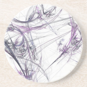 En Grès Série Web fractale-2 — Dessous de verre blanc viol