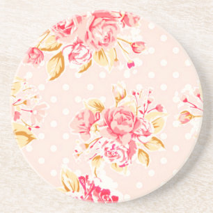 En Grès Shabby Chic Rose Vintage Dot Dessous de verre de g