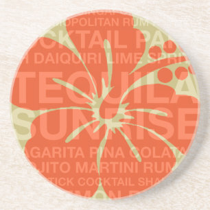 En Grès Summer Words Cocktails et Dessous de verre Hibiscu