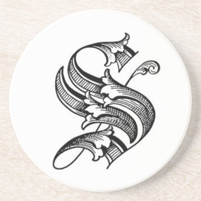 En Grès Vieux dessous de verre anglais de l'initiale S (Devant)