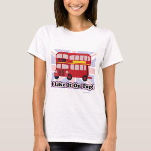 En haut Londres Double Decker Bus Cartoon Motto