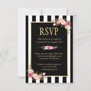 En ligne RSVP Floral Or noir et blanc rayé