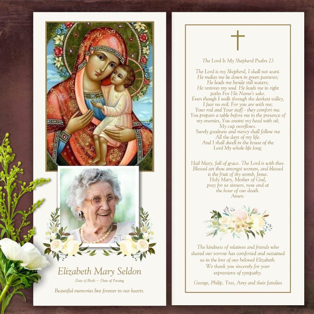 En mémoire d'amour Carte de remerciements funérair (Catholic, Religious, Celebration of Life, In Loving Memory of, Forever in our hearts, funeral cards)