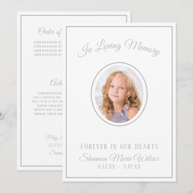 En Mémoire d'amour Couleur personnalisée Programme (Devant / Derrière)