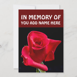 EN MÉMOIRE DES CARTES FUNÉRALES, ROSE ROUGE