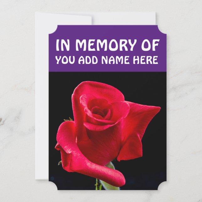 EN MÉMOIRE DES CARTES FUNÉRALES, ROSE ROUGE (Devant)