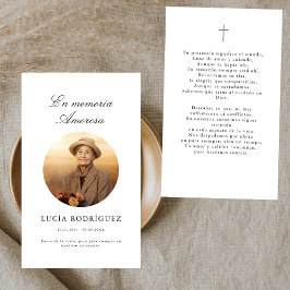 En Memoria | Beerdigungsfotokarte auf Spanisch Visitenkarte