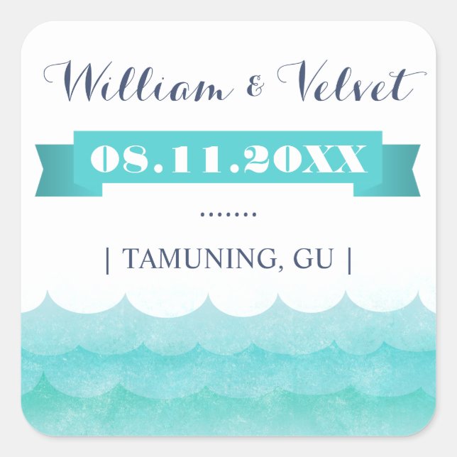 En Mer Nautique Mariage Favoriser Stickers (Devant)