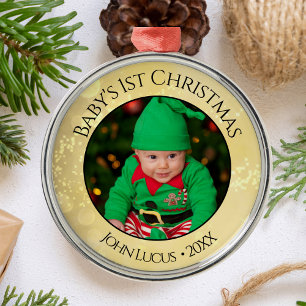 En Métal Ajouter votre photo (1er Noël du bébé) Ornement