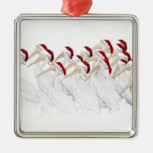 En Métal Amusant blanc Pélican Xmas Ornement