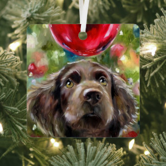 En Métal Boykin Spaniel Puppy Ornement Noël "Souhait"