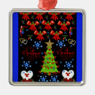 En Métal Carré de Noël ornement premium noir