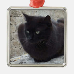 En Métal Chat noir ornement personnalisé