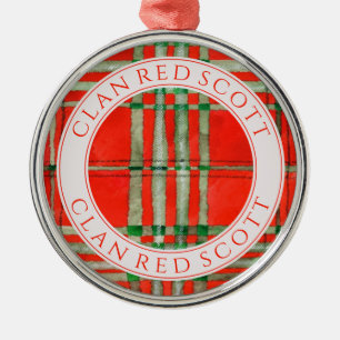 En Métal CLAN RED SCOTT Ornement Rond Premium + Texte