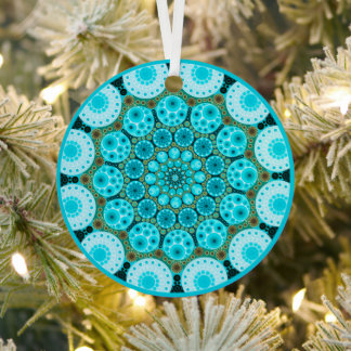 En Métal Décembre Birthstone Turquoise Mandala Ornement
