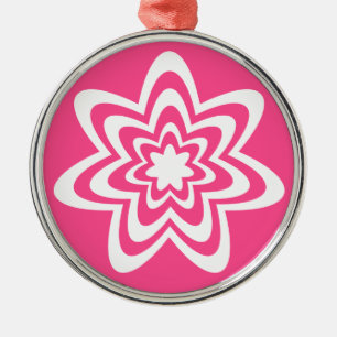 En Métal Explosion florale Premium Ornement rond, rose