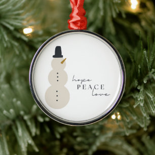 En Métal J'espère la paix amour.Noël Snowman Ornement