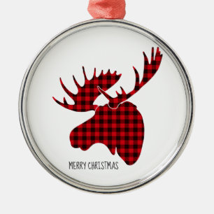 En Métal Joyeux Noël Arrondi Ornement Plaid Oie