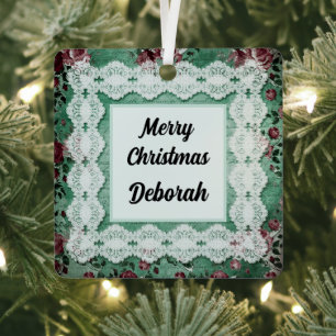 En Métal Joyeux Noël Nom réversible Ornement