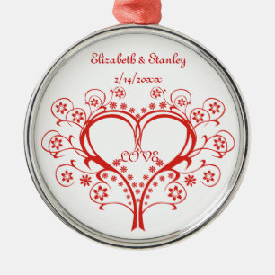 En Métal Love Swirl Coeur Saint Valentin ornement personnal