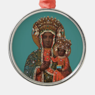 En Métal Madonna et ornement noirs de Noël d'enfant