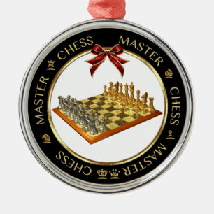 En Métal Maître d'échecs Premium Argent Ornement