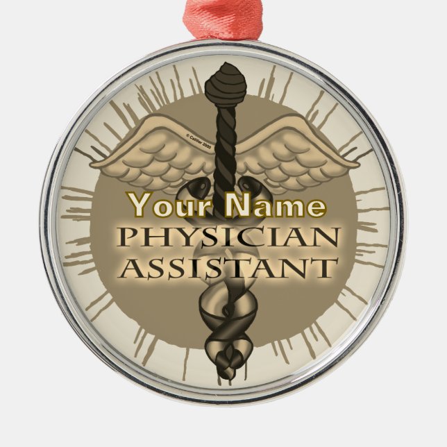 En Métal Médecin Assistant Caduceus ornement (Devant)