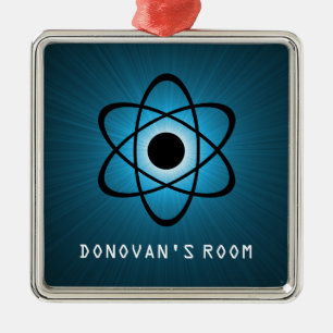 En Métal Ornement Affichette de porte atomique Nerdy, bleu