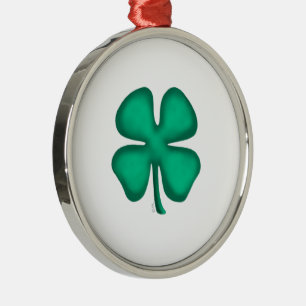 En Métal Ornement blanc premium Trèfle irlandais à 4 feuill