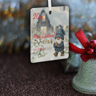 En Métal Ornement carré de maison de gnome de Noël