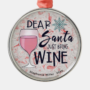 En Métal Ornement d'amoureux du vin - Nom personnalisé Noël