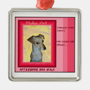 En Métal Ornement d'art de Haiku de Chiweenie