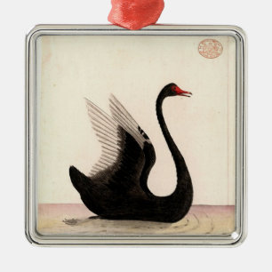 EN MÉTAL ORNEMENT D'ART SWAN NOIR