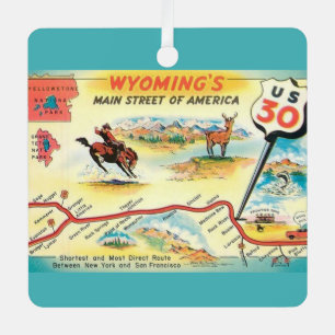 En Métal Ornement de carte du Wyoming