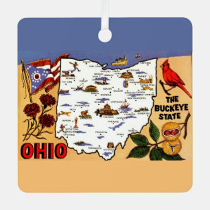 En Métal Ornement de carte postale de l'État de Ohio Buckey