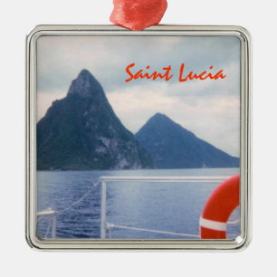 En Métal Ornement de coutume de pitons du St Lucia