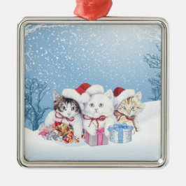 En Métal Ornement de kittems de Père Noël de Noël