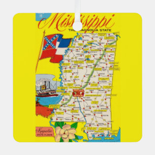 En Métal Ornement de la carte du Mississippi vintage