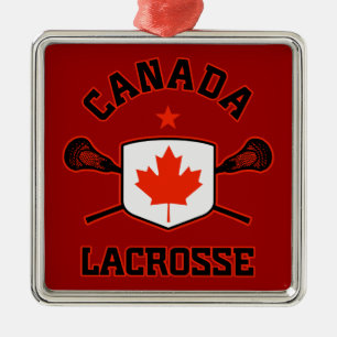 En Métal Ornement de lacrosse du Canada