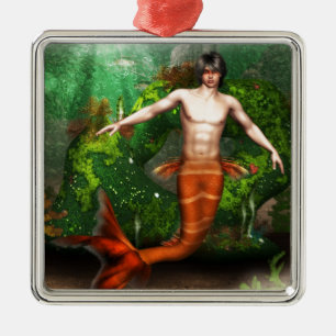 En Métal Ornement de natation de triton