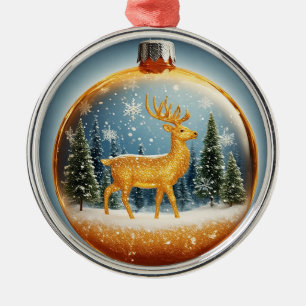 En Métal Ornement de rennes d'or dans un verre de Noël enne