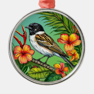 En Métal Ornement d'oiseaux floraux