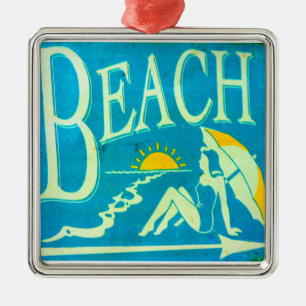 En Métal ornement du panneau de plage bleu