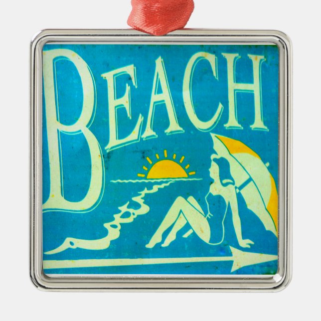 En Métal ornement du panneau de plage bleu (Devant)