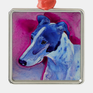 En Métal Ornement Greyhound - "Garçon bleu"