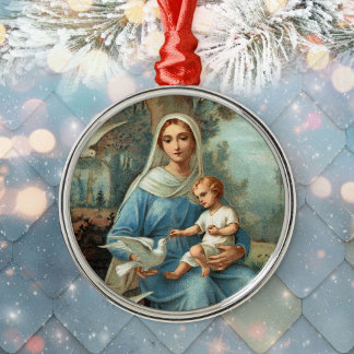 En Métal Ornement Madonna bleu français
