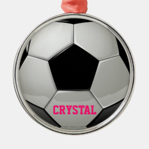 En Métal Ornement rose boule de soccer personnalisé