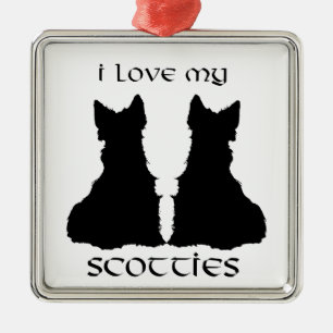 En Métal Ornement silhouettes d'amour de chien Scottie