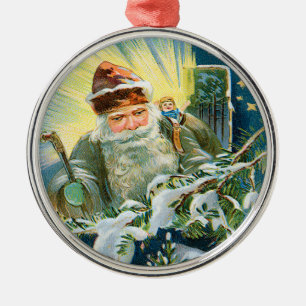 En Métal Ornement vintage de Père Noël d'Allemand