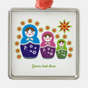 En Métal Poupées russes Matryoshka ornement personnalisé